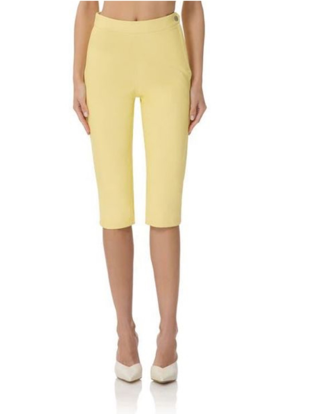 AFRM Calla Faux Leather Capri Pants lemon meringue size 24